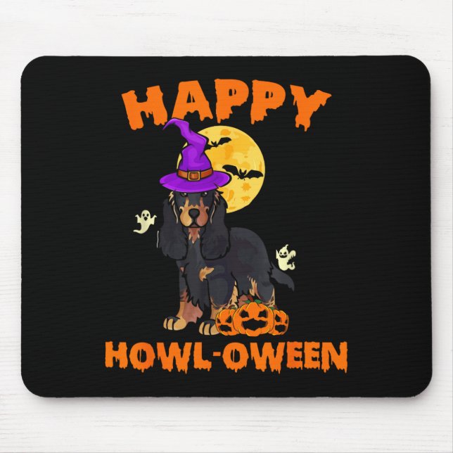 Tapis De Souris Cocker Spaniel noir et feu Sorcière Halloween (Devant)