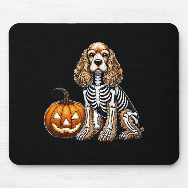Tapis De Souris Cocker Spaniel Squelette Jack O Lantern Chien Drôl (Devant)