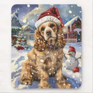 Tapis De Souris Cocker Spaniel Winter Wonderland Noël Joie