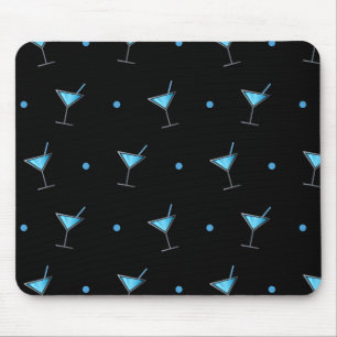 Tapis De Souris Cocktail bleu Martini verre