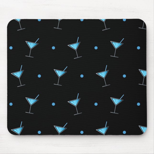 Tapis De Souris Cocktail bleu Martini verre (Devant)