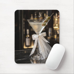 Tapis De Souris Cocktail Martini de Mariée sur un Bar