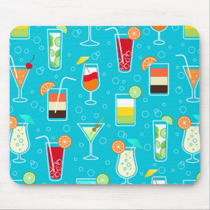 Tapis De Souris Cocktail Motif sur Arrière - plan Turquoise