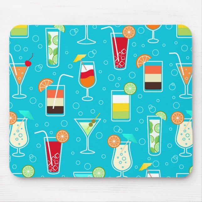 Tapis De Souris Cocktail Motif sur Arrière - plan Turquoise (Devant)