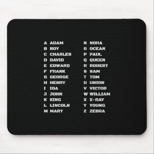 Tapis De Souris Code alphabétique phonétique de l'application de l