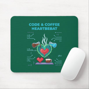 Tapis De Souris Code & Coffee Battement de cœur Drôle de geek pr