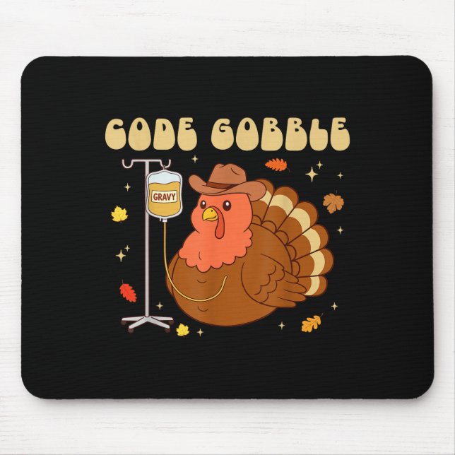 Tapis De Souris Code Gobble Funny Thanksgiving Nurse Rn Cna Medica (Devant)