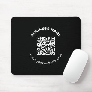 Tapis De Souris Code QR avec nom d'entreprise Texte circulaire gra