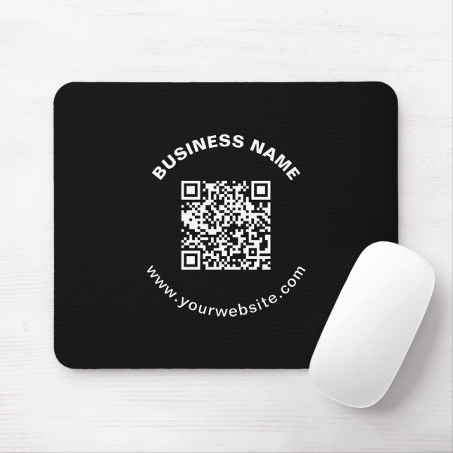 Tapis De Souris Code QR avec nom d'entreprise Texte circulaire gra (Avec souris)