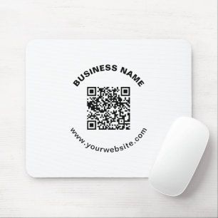 Tapis De Souris Code QR avec nom d'entreprise Texte circulaire gra