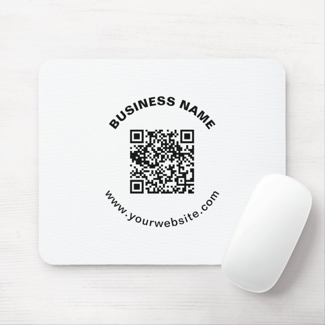 Tapis De Souris Code QR avec nom d'entreprise Texte circulaire gra (Avec souris)
