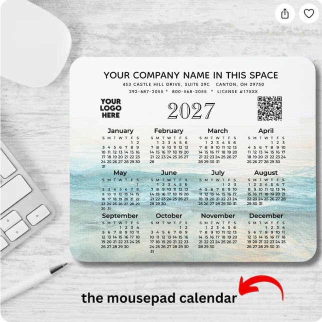 Tapis de souris Code QR Logo Nom de l'entreprise C (Créateur téléchargé)