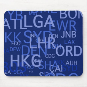 Tapis De Souris Codes d'aéroport de voyageur fréquent