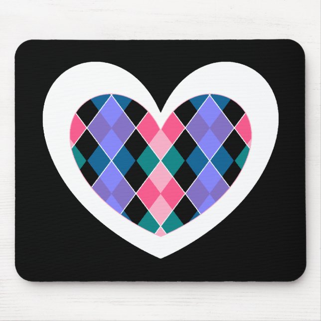 Tapis De Souris Coeur à motifs de losanges (Devant)