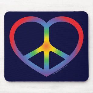 Tapis De Souris Coeur arc-en-ciel, amour, signe de paix