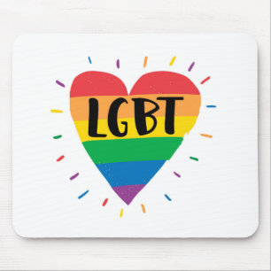 Tapis De Souris Coeur arc-en-ciel LGBT