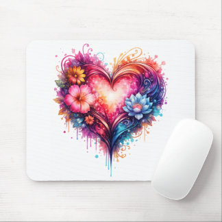 Tapis de souris cœur artistique coloré