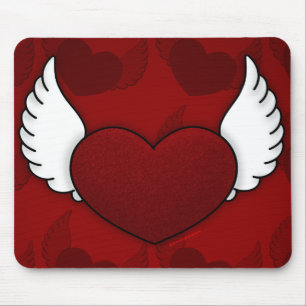 Tapis De Souris Coeur avec ailes Mousepad