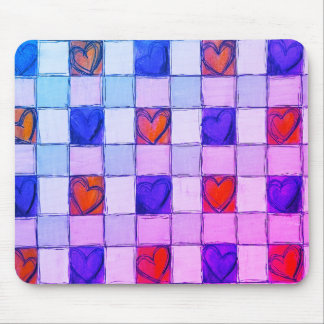 Tapis De Souris Coeur bleu violet en vichy pavé souris