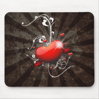 Tapis De Souris Coeur brillant avec l'arrière - plan grunge