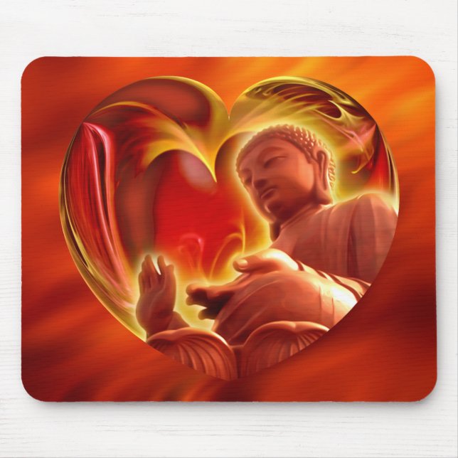 Tapis De Souris Coeur BUDDHA | feu rouge (Devant)