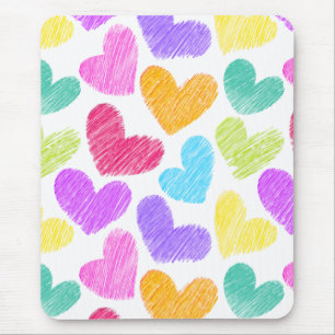 Tapis De Souris Coeur coloré mignon Pastel Valentine Love Motif