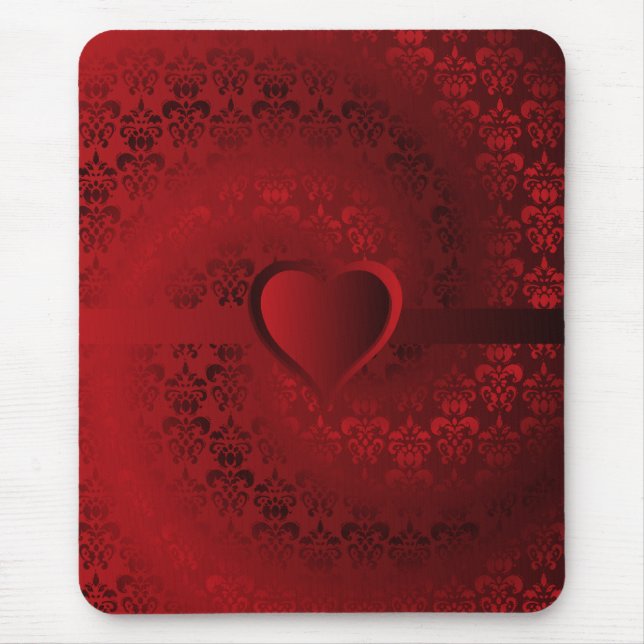 Tapis De Souris Coeur damassé rouge (Devant)