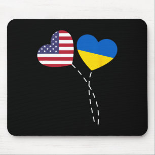 Tapis De Souris Coeur d'américains ukrainiens drapeau Ukraine État