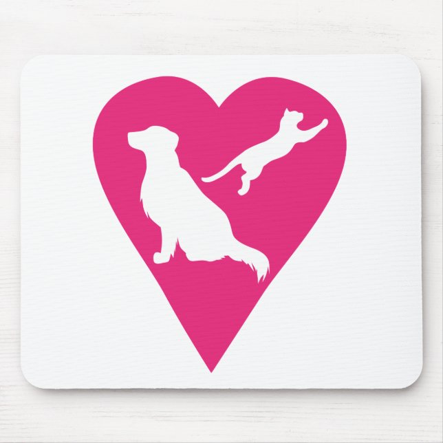 Tapis De Souris Coeur de chien et de chat (Devant)