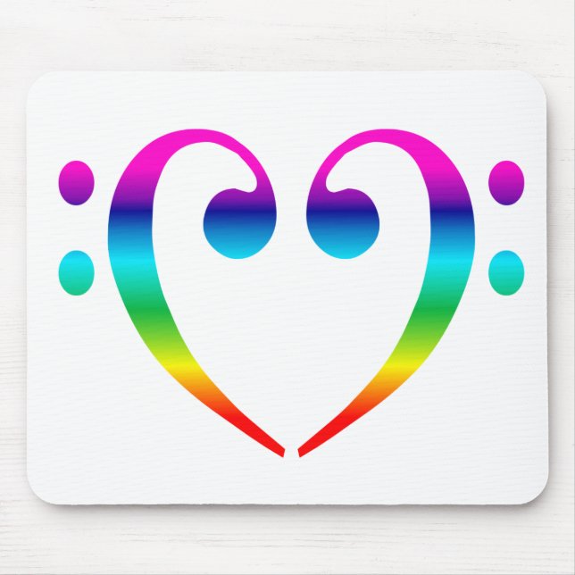Tapis De Souris Coeur de clef basse d'arc-en-ciel (Devant)