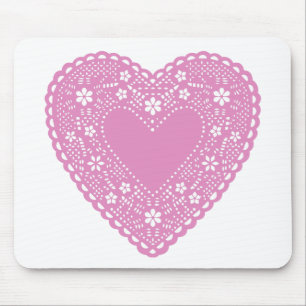 Tapis De Souris Coeur de dentelle rose