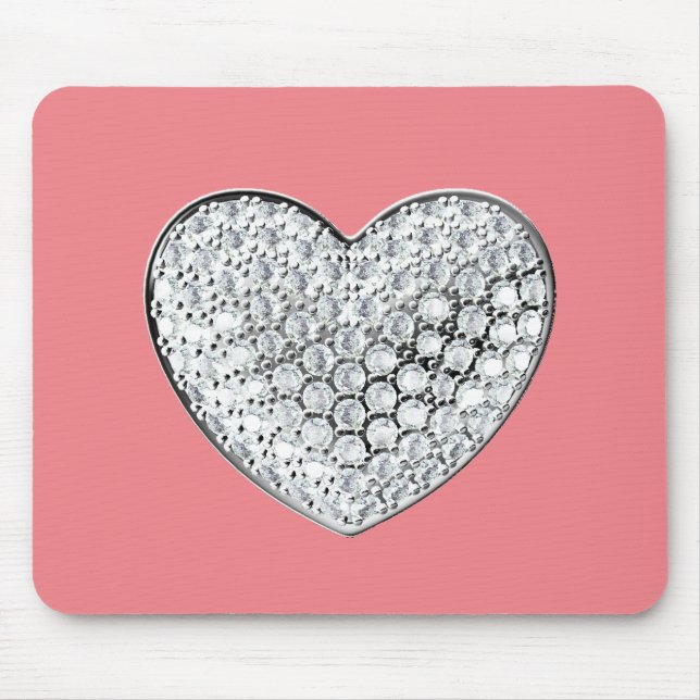 Tapis De Souris Coeur de diamant - pink bg (Devant)