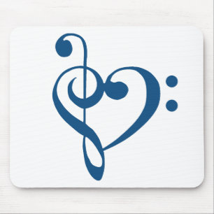 Tapis De Souris Coeur de musique Coeur de basses en contrebas Coeu