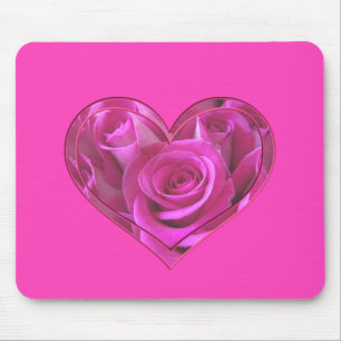 Tapis De Souris Cœur de rose rose