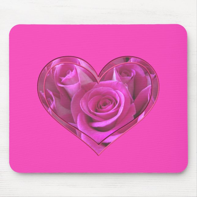 Tapis De Souris Cœur de rose rose (Devant)