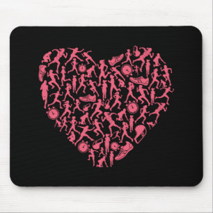 Tapis De Souris Coeur de silhouette rose en course - Femme coureus