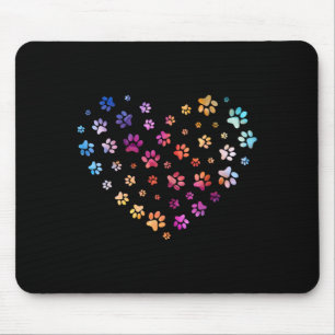 Tapis De Souris Cœur d'empreinte de patte de chien Pates volantes 