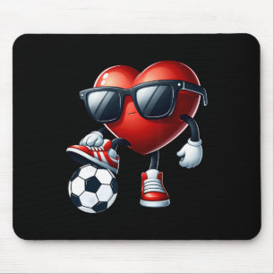 Tapis De Souris Cœur drôle jouant au football à la Saint-Valentin