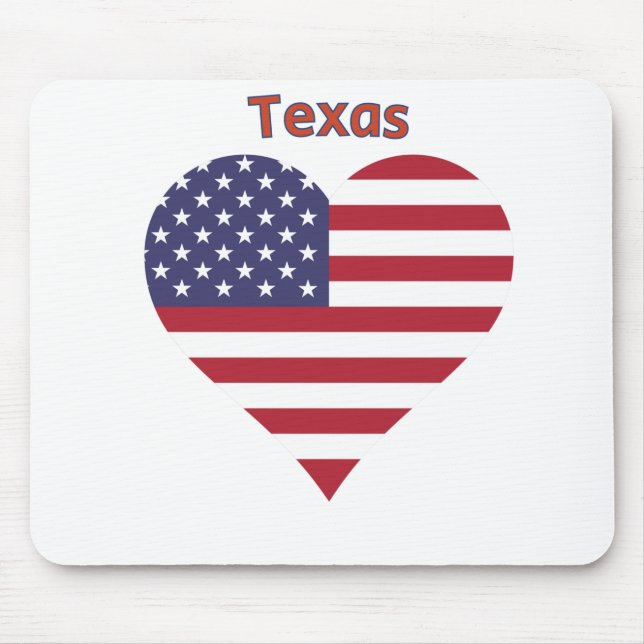 Tapis De Souris Coeur du drapeau américain du Texas (Devant)