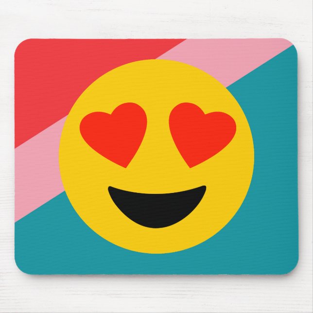Tapis De Souris Coeur Emoji d'amour sur des rayures Mousepad (Devant)