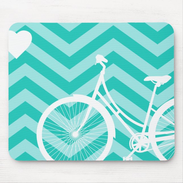 Tapis De Souris Coeur et bicyclette modernes Mousepad de Chevron (Devant)