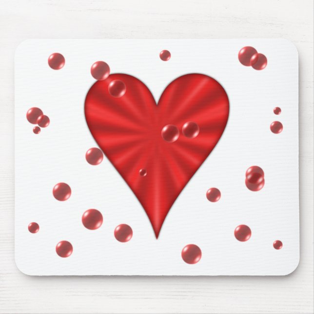 Tapis De Souris Coeur et bulles (blancs) (Devant)