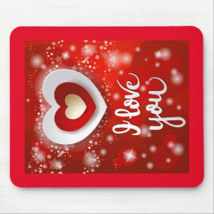 Tapis De Souris Coeur et étoiles en rouge