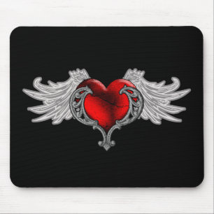 Tapis De Souris Cœur gothique avec ailes d'ange
