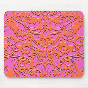 Tapis De Souris Coeur HeartyParty Orange et rose Damas