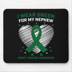 Tapis De Souris Coeur Je Porte Le Vert Pour Ma Maladie Du Rein Nep