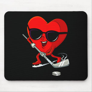 Tapis De Souris Coeur Jouer Hockey sur glace Cute Valentines Jour
