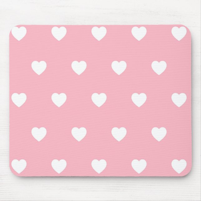 Tapis De Souris Coeur mignon Valentines Aimer Coeurs rose et blanc (Devant)