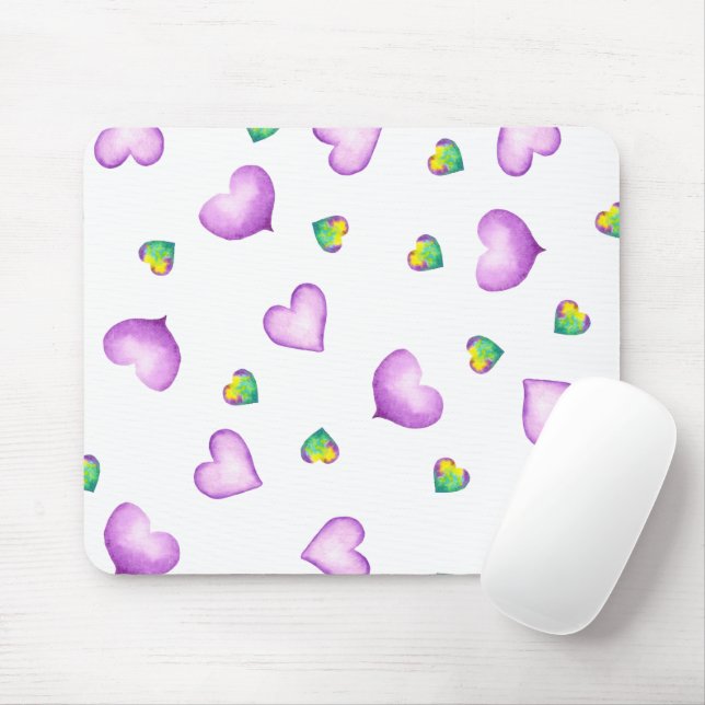 Tapis De Souris Coeur mignon violet romantique Saint-Valentin (Avec souris)