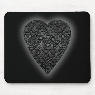Tapis De Souris Coeur noir. Conception modelée de coeur